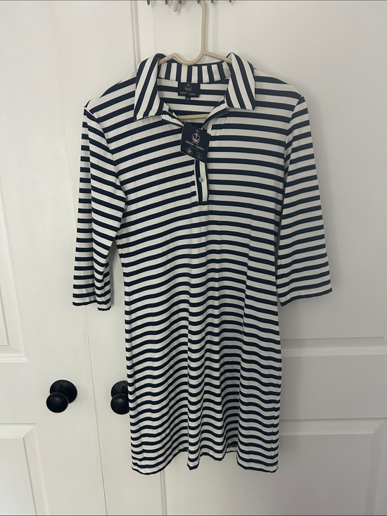 Sailor Sailor Dresses & Skirts - Striped Polo Midi Dress in Black and White